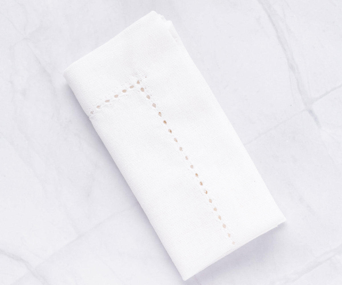 White Hemstitched Napkins - 20 inch