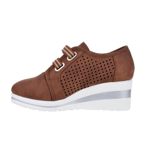New High Heel Casual Womens Sneakers Breathable Height Increasing Shoes Air Cushion Comfortable Sneakers Women's Vulcanize Leather Shoes Luxury Walking Women Outdoor Shoes