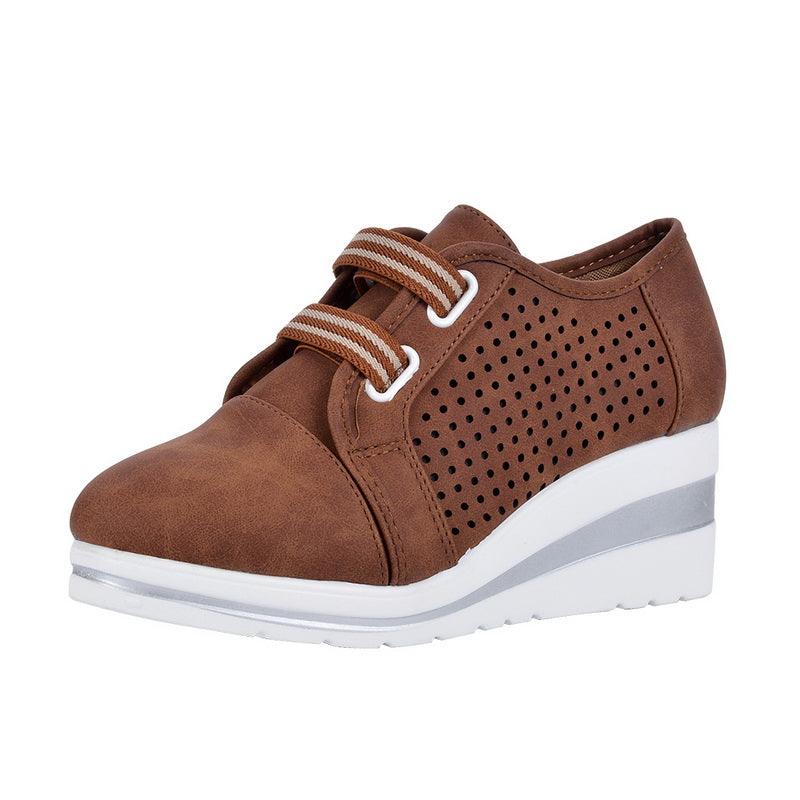 New High Heel Casual Womens Sneakers Breathable Height Increasing Shoes Air Cushion Comfortable Sneakers Women's Vulcanize Leather Shoes Luxury Walking Women Outdoor Shoes