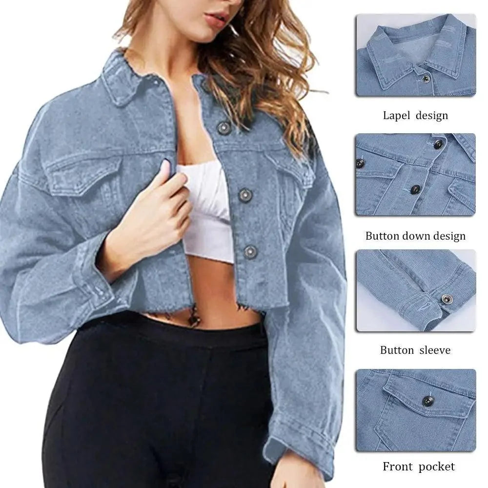 New Incredible Spring Women Sexy Ripped Denim Jackets Vintage Casual Short Jean Jacket Puff Sleeve Winter Female Coat Streetwear
