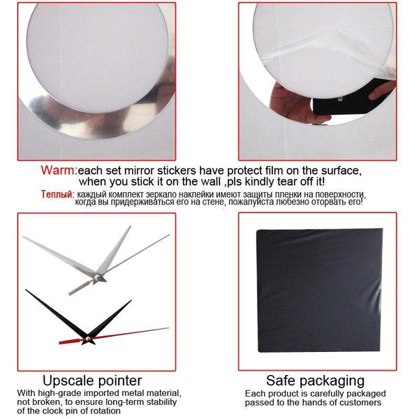 New Large Wall Clock Modern Design Acrylic Mirror Quartz Watch Stickers Clocks Home Decoration Watch Wall Clock Quartz Acrylic Mirror Stickers Home Decor 3D Clocks