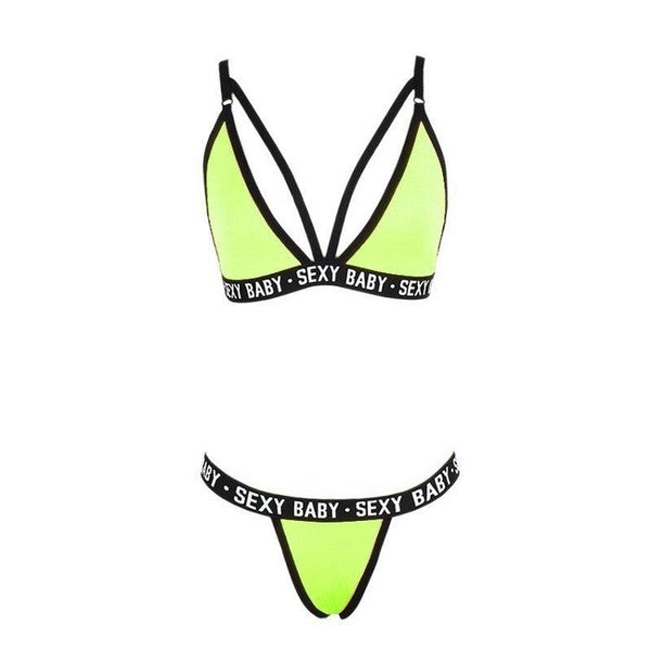 New  Letter Three-Point Suit Women's Sports Underwear Set Skinny Backless Underwear Bikini Swimsuit For Women Two Piece Swimwear Bathing Suit Beachwear Set Thong Bikini