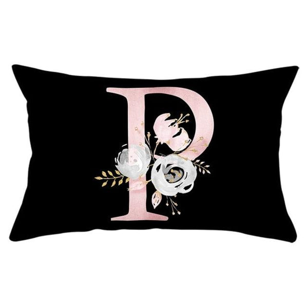 New Light Letter Flower Pillow Covers Alphabet Decorative Pillow Cases ABC Letter Flowers Cushion Covers Black Plush Pillow Case Super Soft Living Room Decorative Cushion Cover Elegant Soft Design 30x50cm