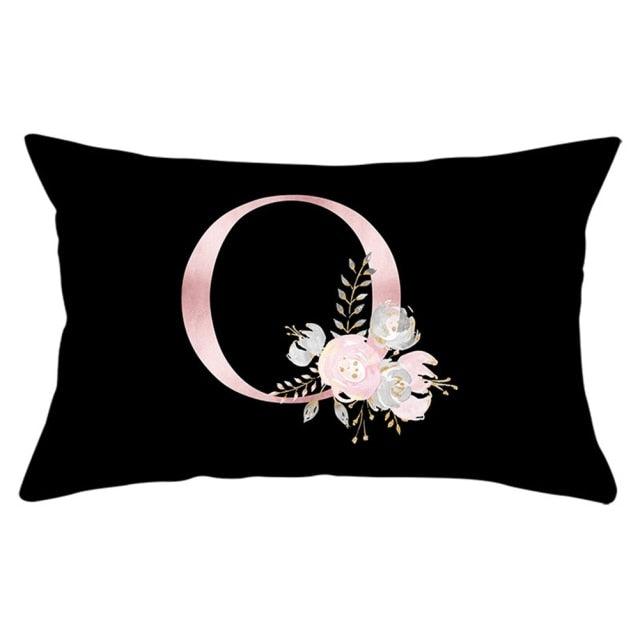 New Light Letter Flower Pillow Covers Alphabet Decorative Pillow Cases ABC Letter Flowers Cushion Covers Black Plush Pillow Case Super Soft Living Room Decorative Cushion Cover Elegant Soft Design 30x50cm