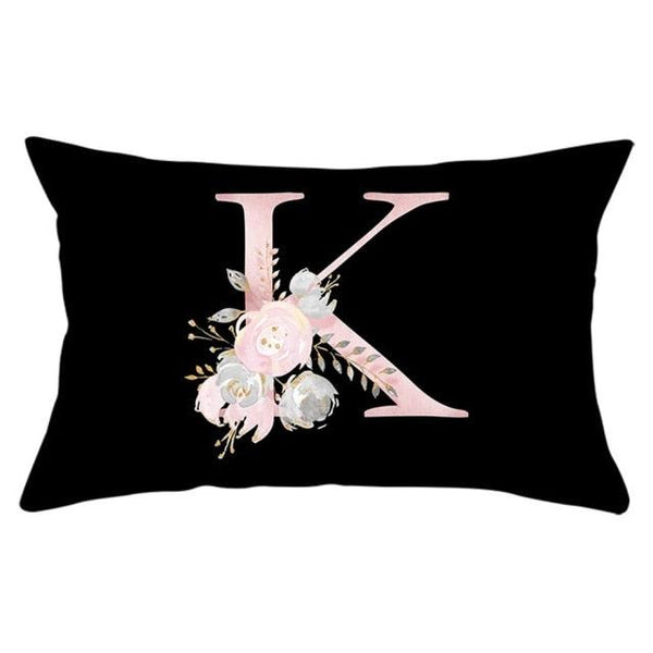 New Light Letter Flower Pillow Covers Alphabet Decorative Pillow Cases ABC Letter Flowers Cushion Covers Black Plush Pillow Case Super Soft Living Room Decorative Cushion Cover Elegant Soft Design 30x50cm