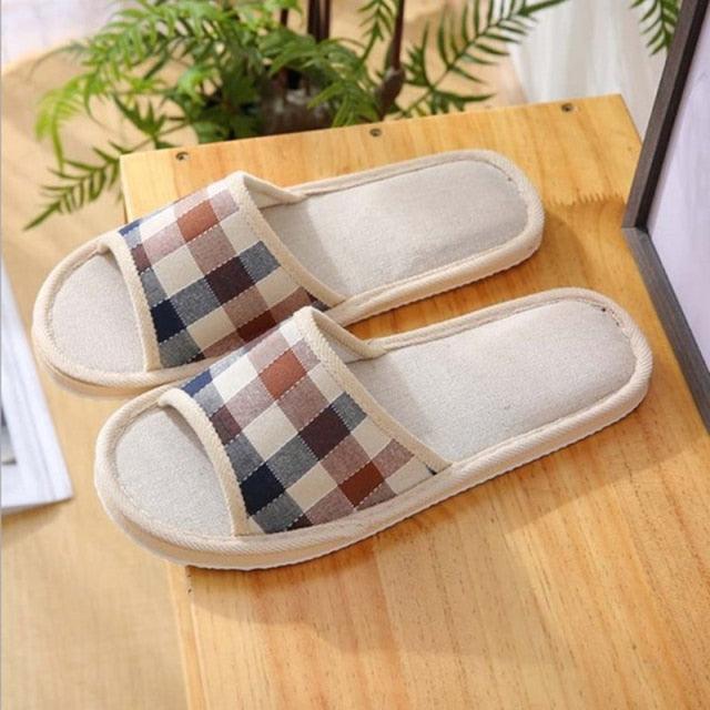 New Linen Slippers For Summer Indoor Wood Floor Cloth Slippers Couple Home Men And Women Cotton Yarn House Slippers For Women Men High Memory Foam Cotton Lining Couples Shoes
