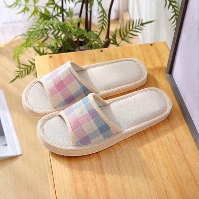 New Linen Slippers For Summer Indoor Wood Floor Cloth Slippers Couple Home Men And Women Cotton Yarn House Slippers For Women Men High Memory Foam Cotton Lining Couples Shoes