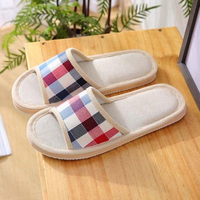 New Linen Slippers For Summer Indoor Wood Floor Cloth Slippers Couple Home Men And Women Cotton Yarn House Slippers For Women Men High Memory Foam Cotton Lining Couples Shoes