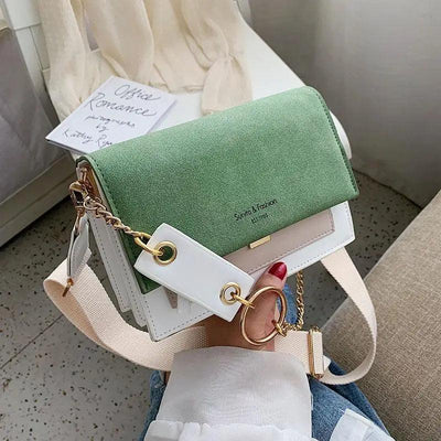 New Look Contrast Color Scrub Leather Crossbody Bags For Women And Girls Simple Chain Shoulder Bag , Purses And Handbags For Ladies