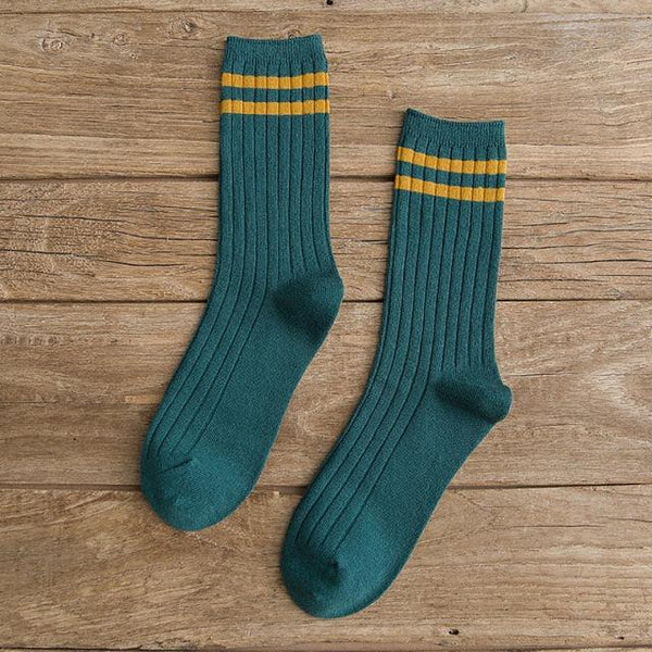 New Loose Solid Colors High School Girls Cute Socks Needles Knitting Cotton Scrunch Socks For Women