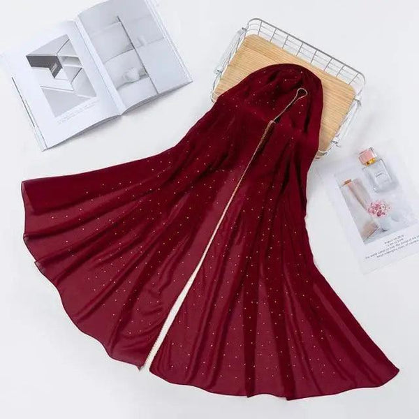 New Luxurious Gold Chiffon Head Scarf Solid Soft Long Muslim Scarves For Women Hijab Musulman Female Shawl and Wrap