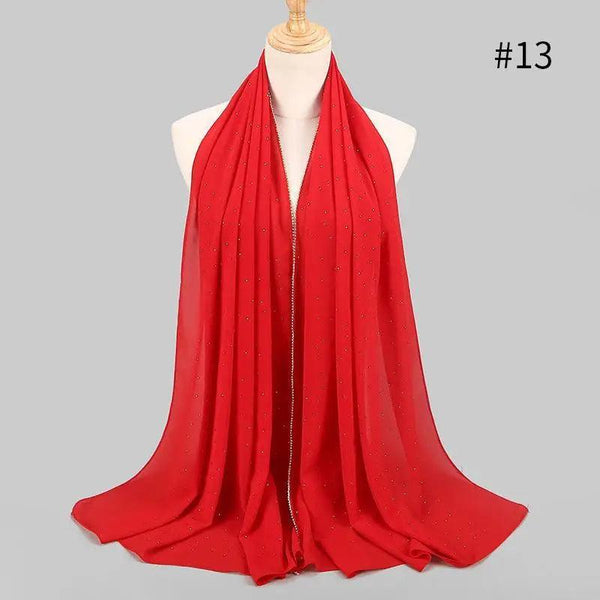 New Luxurious Gold Chiffon Head Scarf Solid Soft Long Muslim Scarves For Women Hijab Musulman Female Shawl and Wrap