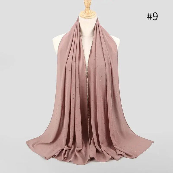 New Luxurious Gold Chiffon Head Scarf Solid Soft Long Muslim Scarves For Women Hijab Musulman Female Shawl and Wrap