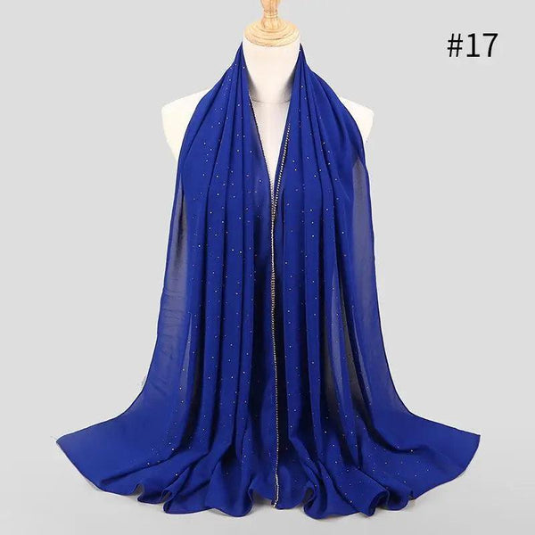 New Luxurious Gold Chiffon Head Scarf Solid Soft Long Muslim Scarves For Women Hijab Musulman Female Shawl and Wrap