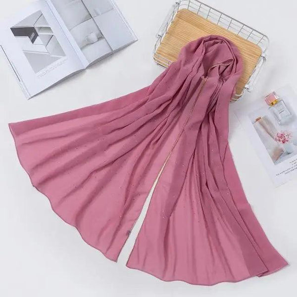 New Luxurious Gold Chiffon Head Scarf Solid Soft Long Muslim Scarves For Women Hijab Musulman Female Shawl and Wrap