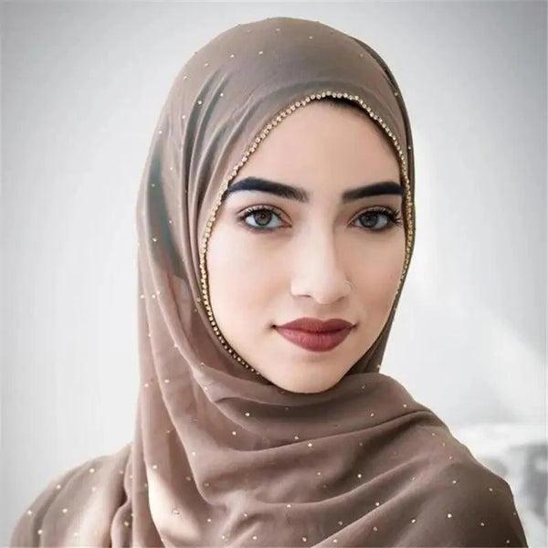 New Luxurious Gold Chiffon Head Scarf Solid Soft Long Muslim Scarves For Women Hijab Musulman Female Shawl and Wrap