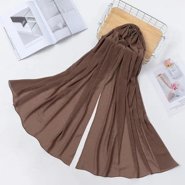 New Luxurious Gold Chiffon Head Scarf Solid Soft Long Muslim Scarves For Women Hijab Musulman Female Shawl and Wrap