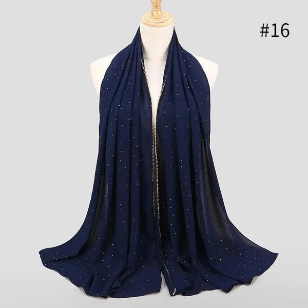 New Luxurious Gold Chiffon Head Scarf Solid Soft Long Muslim Scarves For Women Hijab Musulman Female Shawl and Wrap