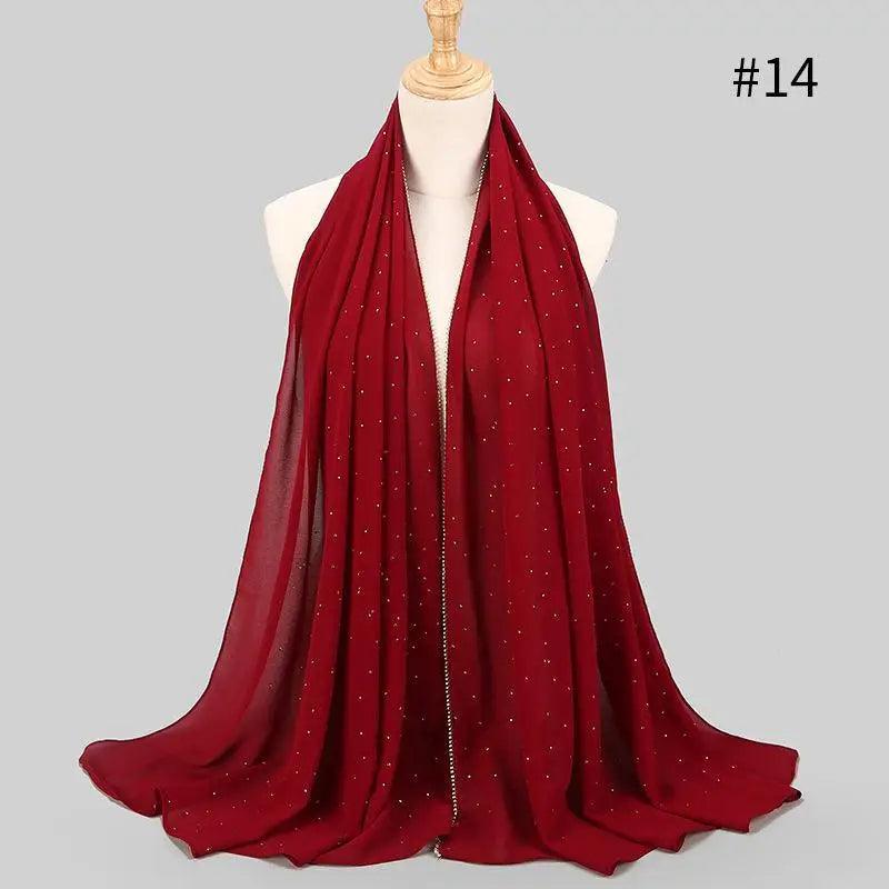 New Luxurious Gold Chiffon Head Scarf Solid Soft Long Muslim Scarves For Women Hijab Musulman Female Shawl and Wrap