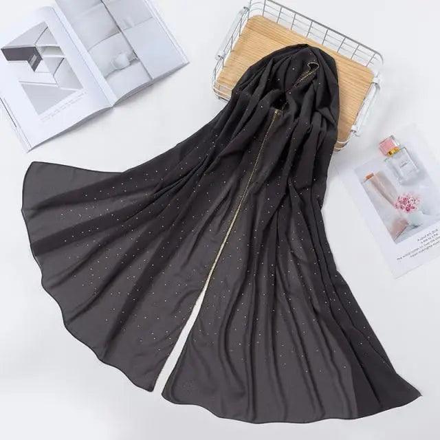 New Luxurious Gold Chiffon Head Scarf Solid Soft Long Muslim Scarves For Women Hijab Musulman Female Shawl and Wrap