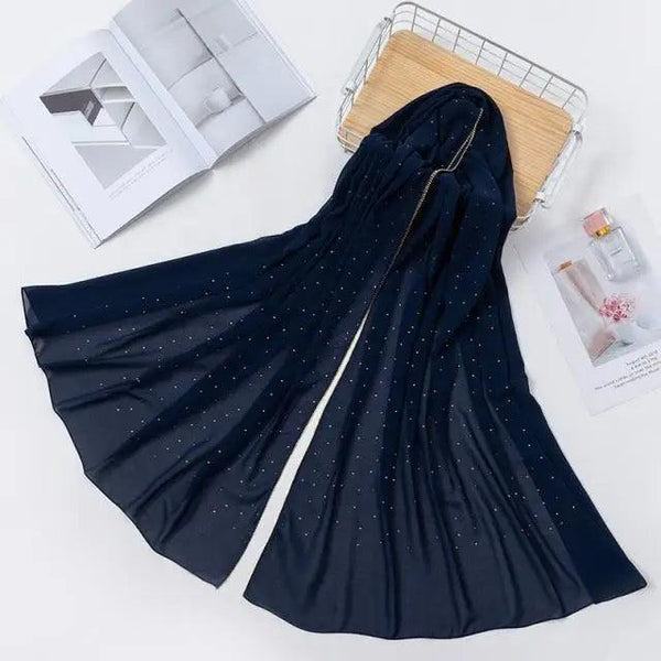 New Luxurious Gold Chiffon Head Scarf Solid Soft Long Muslim Scarves For Women Hijab Musulman Female Shawl and Wrap