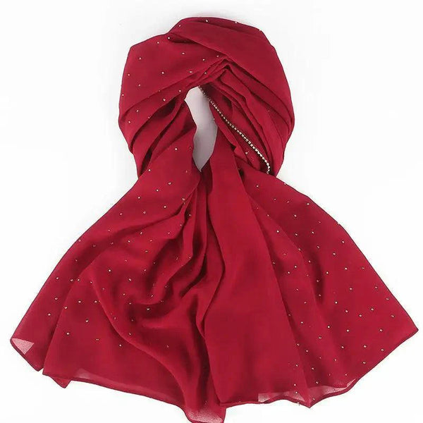 New Luxurious Gold Chiffon Head Scarf Solid Soft Long Muslim Scarves For Women Hijab Musulman Female Shawl and Wrap