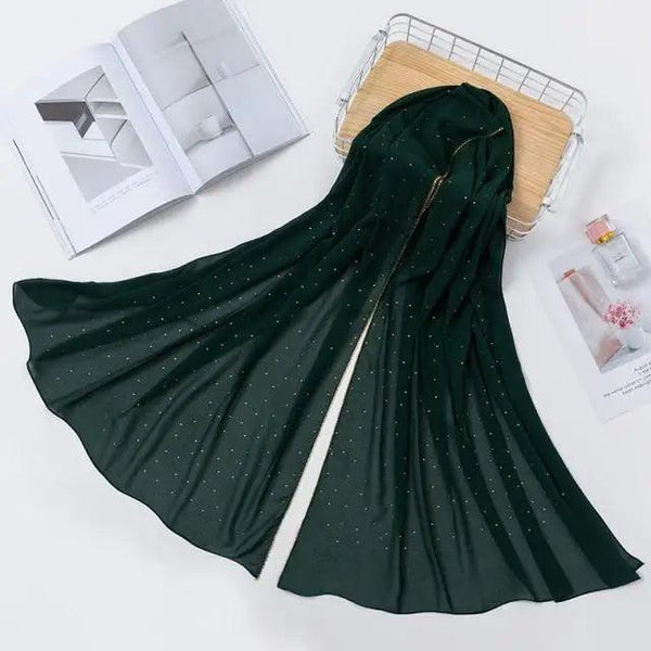 New Luxurious Gold Chiffon Head Scarf Solid Soft Long Muslim Scarves For Women Hijab Musulman Female Shawl and Wrap