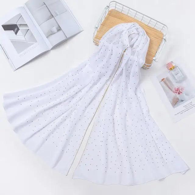 New Luxurious Gold Chiffon Head Scarf Solid Soft Long Muslim Scarves For Women Hijab Musulman Female Shawl and Wrap