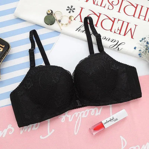 New Luxurious Lace Floral Wireless Bras For Women Front Closure Bras Plus Size Bralette Comfortable  Adjusted Push Up Bra