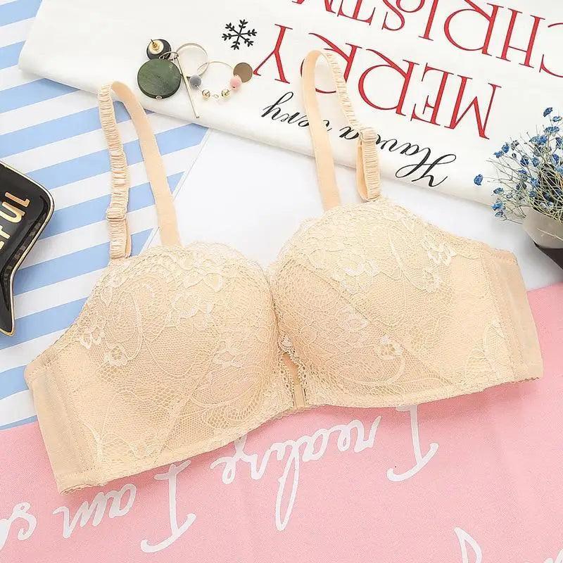 New Luxurious Lace Floral Wireless Bras For Women Front Closure Bras Plus Size Bralette Comfortable  Adjusted Push Up Bra