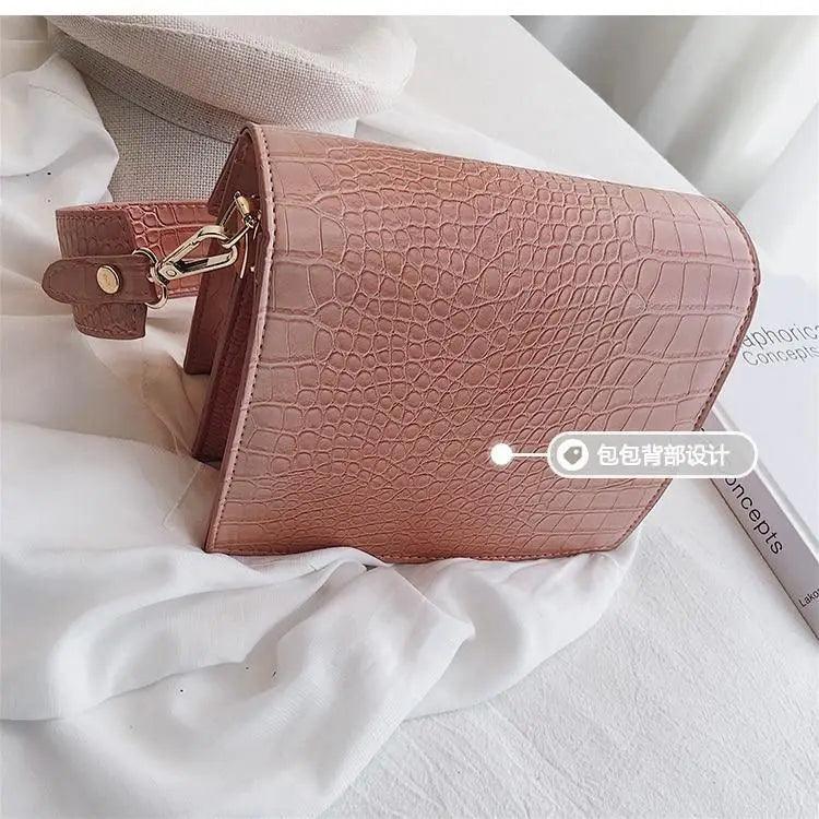 Female Flip Square Bag Leather Women's Designer Handbag Crocodile Pattern Shoulder Messenger Bags