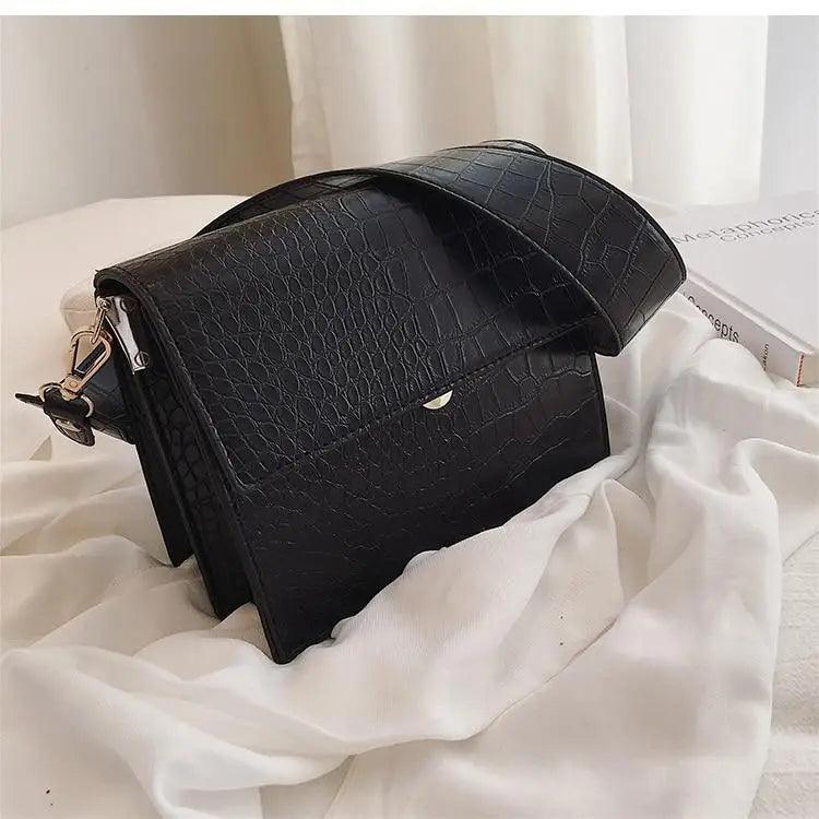 Female Flip Square Bag Leather Women's Designer Handbag Crocodile Pattern Shoulder Messenger Bags