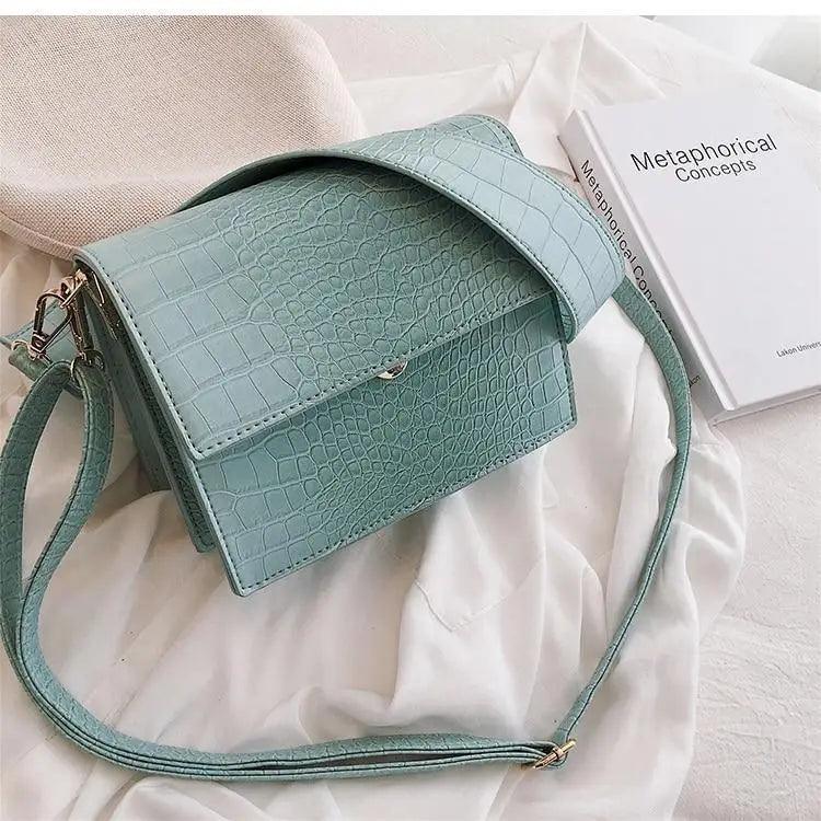 Female Flip Square Bag Leather Women's Designer Handbag Crocodile Pattern Shoulder Messenger Bags