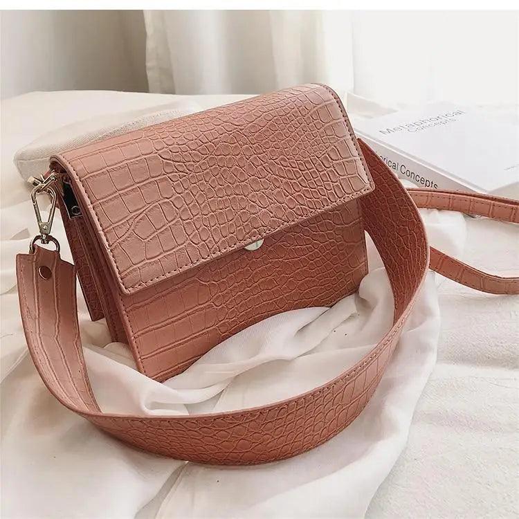 Female Flip Square Bag Leather Women's Designer Handbag Crocodile Pattern Shoulder Messenger Bags