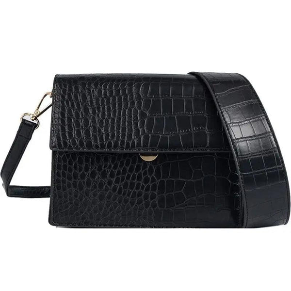 Female Flip Square Bag Leather Women's Designer Handbag Crocodile Pattern Shoulder Messenger Bags