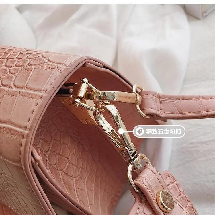 Female Flip Square Bag Leather Women's Designer Handbag Crocodile Pattern Shoulder Messenger Bags