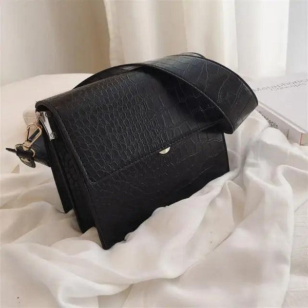 Female Flip Square Bag Leather Women's Designer Handbag Crocodile Pattern Shoulder Messenger Bags