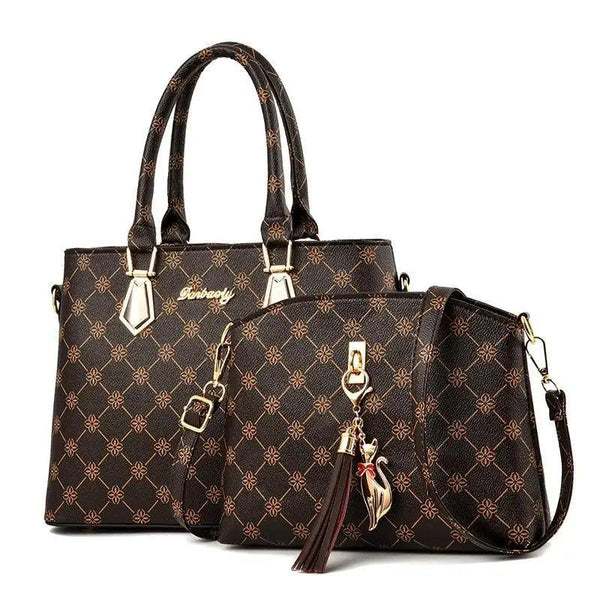 New Luxury Leather Bags Set 2 Pcs Handbag For Women And Girls Stylish Shoulder Gift Bag For Females