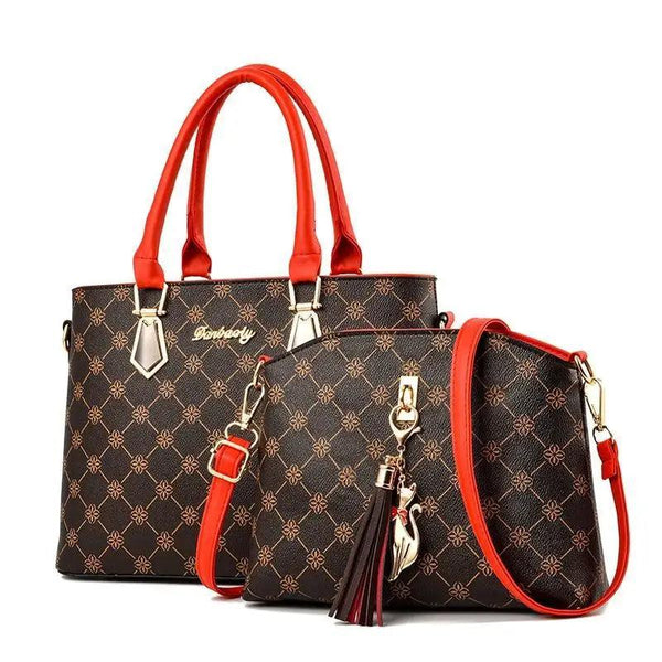 New Luxury Leather Bags Set 2 Pcs Handbag For Women And Girls Stylish Shoulder Gift Bag For Females