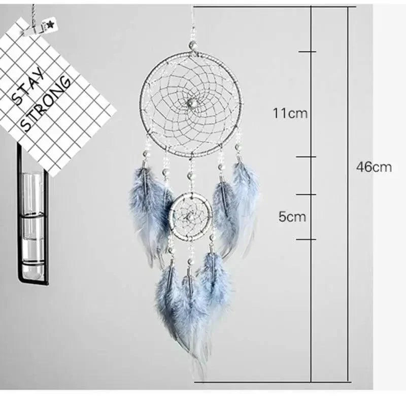 New Luxury Original Silver Gray Dream Catcher 2 Ring Feather Hanging Art Gifts To Bestie Friends Creative Valentine's Day Gifts