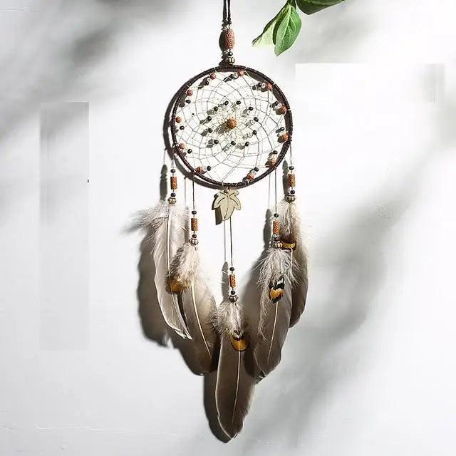 New Luxury Original Silver Gray Dream Catcher 2 Ring Feather Hanging Art Gifts To Bestie Friends Creative Valentine's Day Gifts