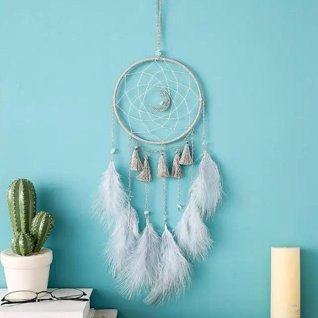 New Luxury Original Silver Gray Dream Catcher 2 Ring Feather Hanging Art Gifts To Bestie Friends Creative Valentine's Day Gifts