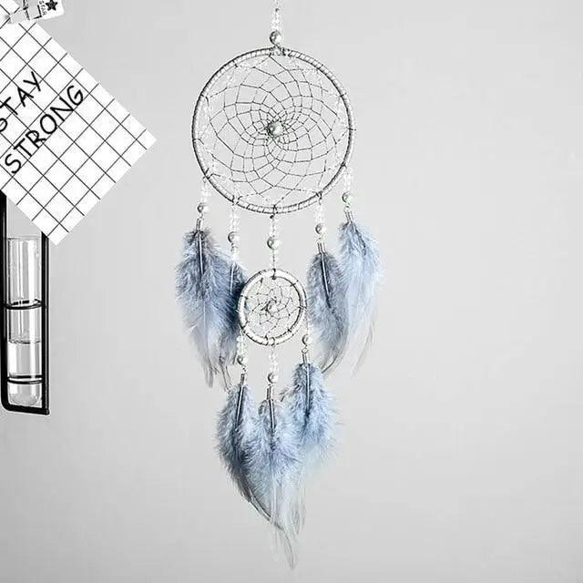 New Luxury Original Silver Gray Dream Catcher 2 Ring Feather Hanging Art Gifts To Bestie Friends Creative Valentine's Day Gifts