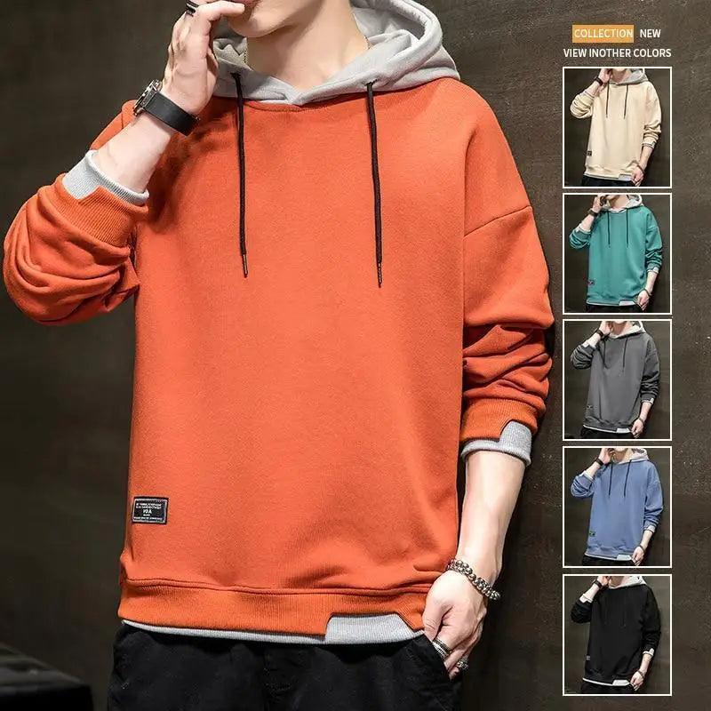 New Men Casual Sweatshirt Hoodies Male Solid Color Pullover Tops Spring Autumn Winter Pullover Floral Print Flannel Check Hoodie Autumn Jackets For Men