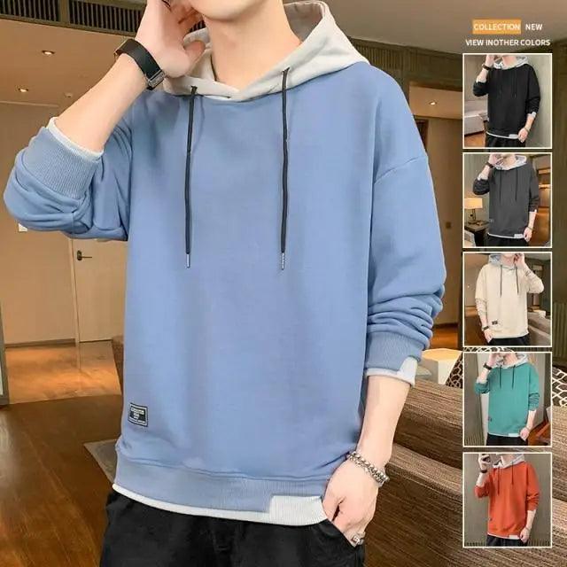 New Men Casual Sweatshirt Hoodies Male Solid Color Pullover Tops Spring Autumn Winter Pullover Floral Print Flannel Check Hoodie Autumn Jackets For Men