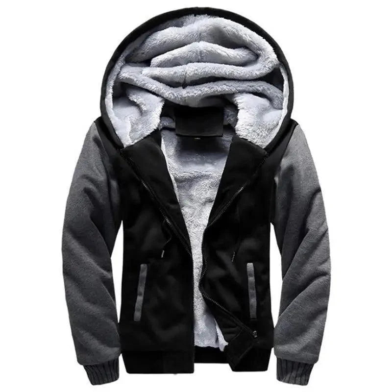 New Men Hoodies Winter Thick Warm Fleece Men Hoodies Coat Sportwear Male Streetwear Men Winter Warm Fleece Sweater Jacket Thick Padded Coat Hoodie