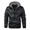 New Men's PU Leather Jackets Autumn Casual Motorcycle Jacket Biker Hooded Jackets Autumn Casual Warm Jacket Men Winter Clothing Jackets Men Black Vintage Motorcycle Jacket With Removable Hood