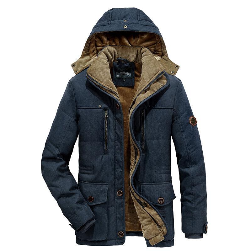 New Men's Thick Warm Waterproof Jacket Hooded Men Outdoor Jacket Men's Thick Casual Hooded Solid Color Outdoor Jacket Winter Cotton Jacket Men's Jacket With Multi-Pockets