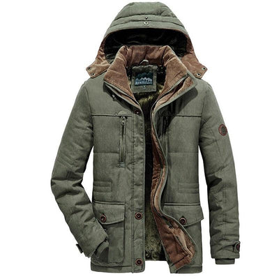 New Men's Thick Warm Waterproof Jacket Hooded Men Outdoor Jacket Men's Thick Casual Hooded Solid Color Outdoor Jacket Winter Cotton Jacket Men's Jacket With Multi-Pockets