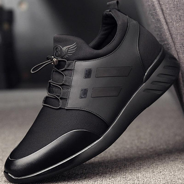 New Mens Casual Leather Lace Up Sneakers Solid Color Breathable Business Mens Fashion Leather Dress Sneakers Flexible Business Casual Non-Slip Shoes For Men